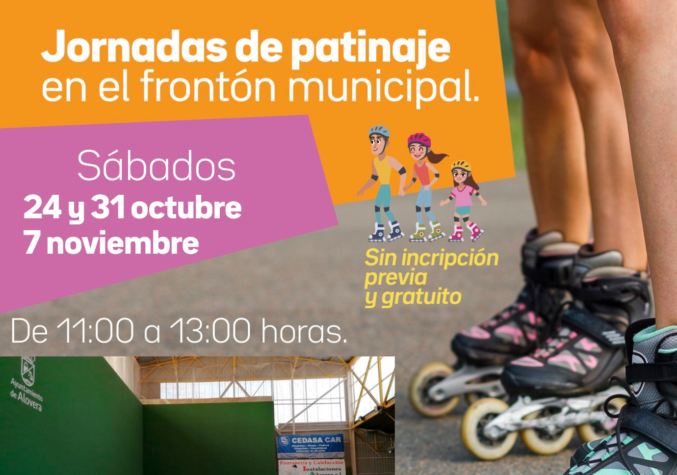 Apertura del frontón para el patinaje en octubre