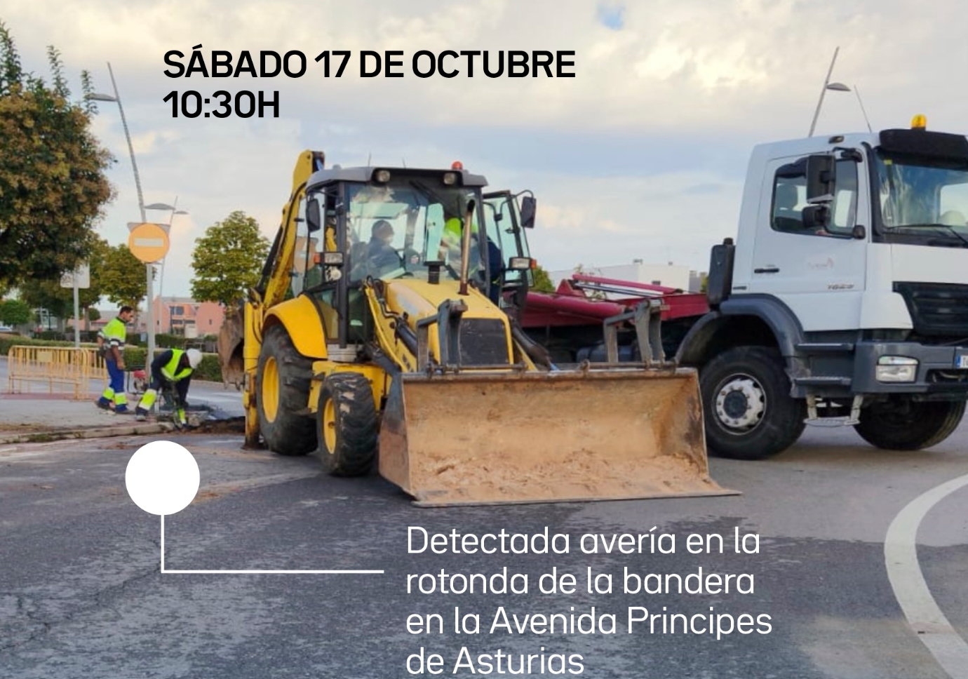 Corte de tráfico por reparación de avería en la rotonda de la bandera.