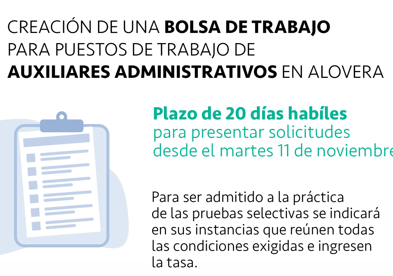 Convocatoria para bolsa de auxiliares admnistrativos.